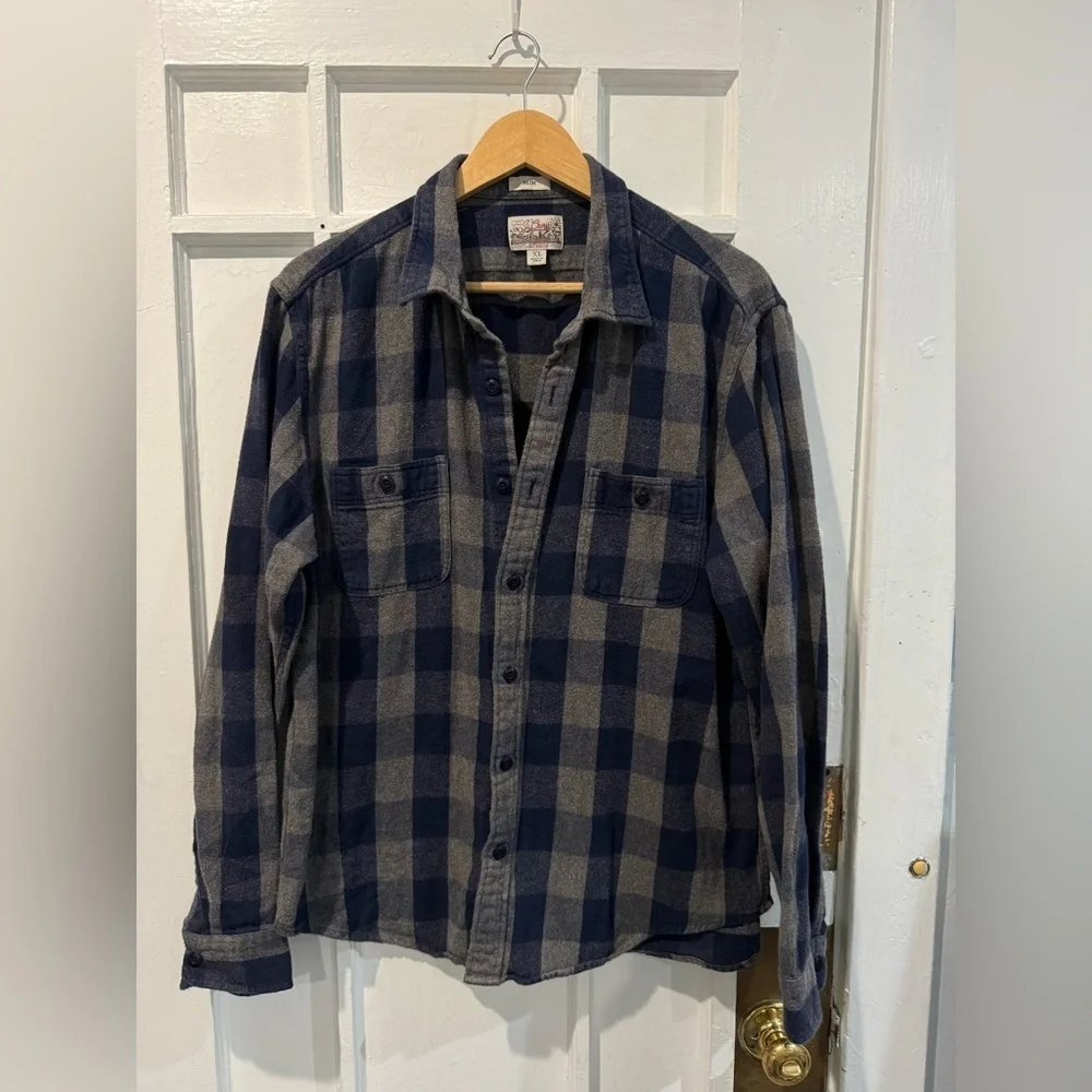 J. Crew Navy and Charcoal Plaid Shirt